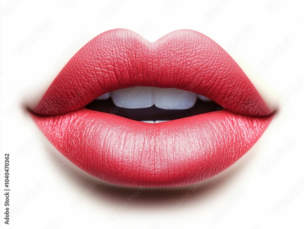 Close-up of Red Lips with Glossy Finish Close-up of Red Lips with Glossy Finish