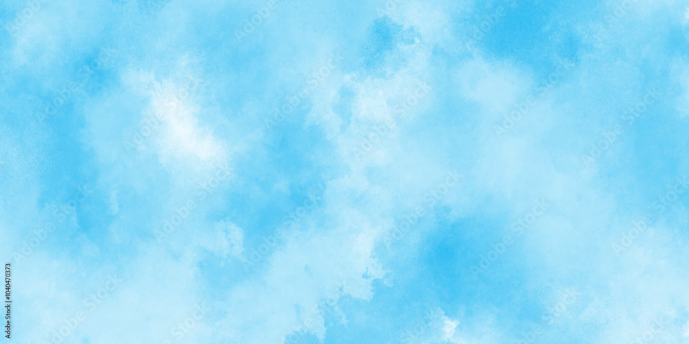 Watercolor stain with hand paint pattern on blue canvas, Abstract beautiful light blue cloudy sky clouds with stains, Creative vintage light sky blue background with various clouds and fogg.