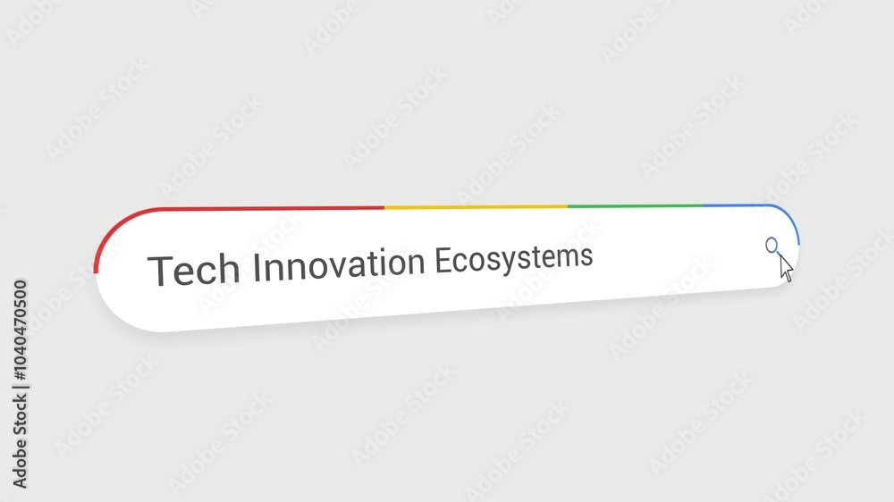View of Typing Tech Innovation Ecosystems in Search Bar Animation | Close-Up ...