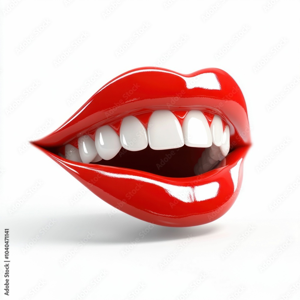 Glossy Red Lips Isolated on White Background Glossy Red Lips Isolated on White Background