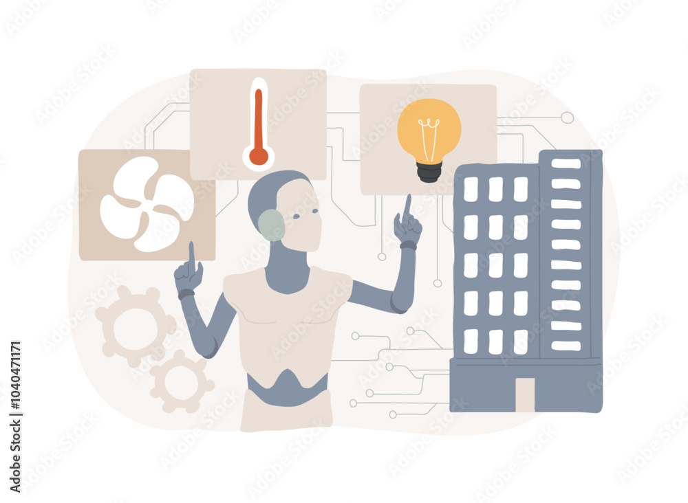 AI-Optimized Building Energy Management abstract concept vector illustration. AI-Optimized Building Energy Management abstract concept vector illustration.
