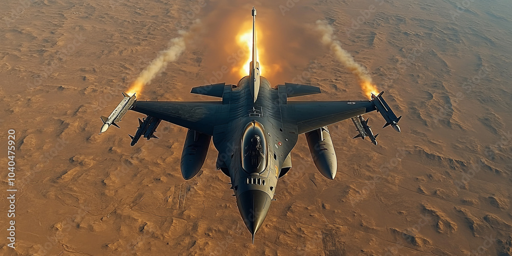 the US F16 jet fighter hit by an air to air missile