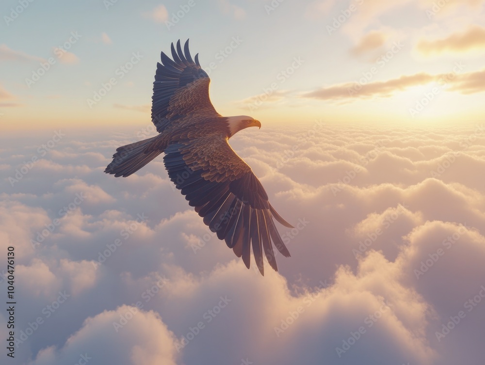 Fototapeta premium Bird Flying Through Clouds
