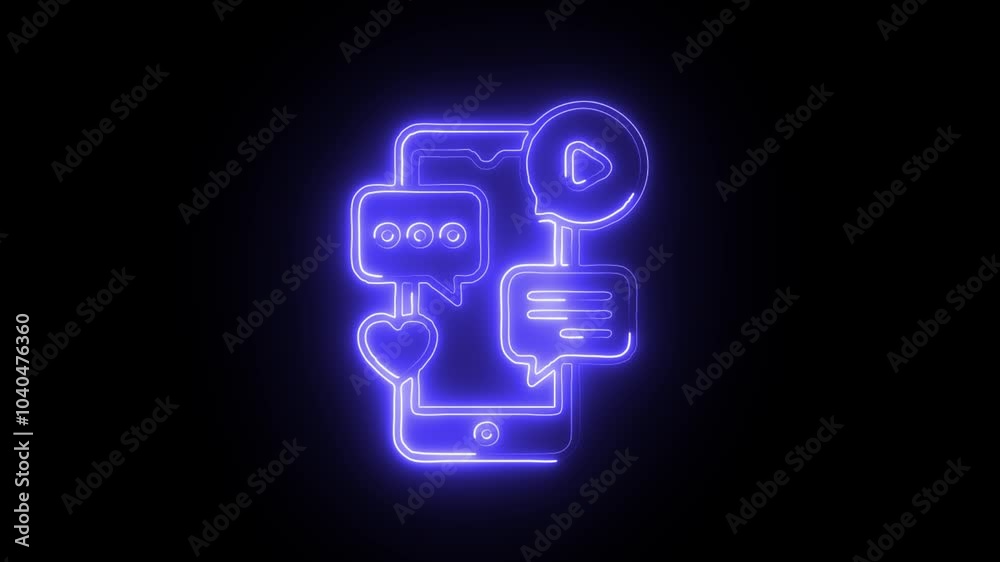 Glowing neon Social Web icon isolated on black background. HD Video motion graphic animation Glowing neon Social Web icon isolated on black background. HD Video motion graphic animation