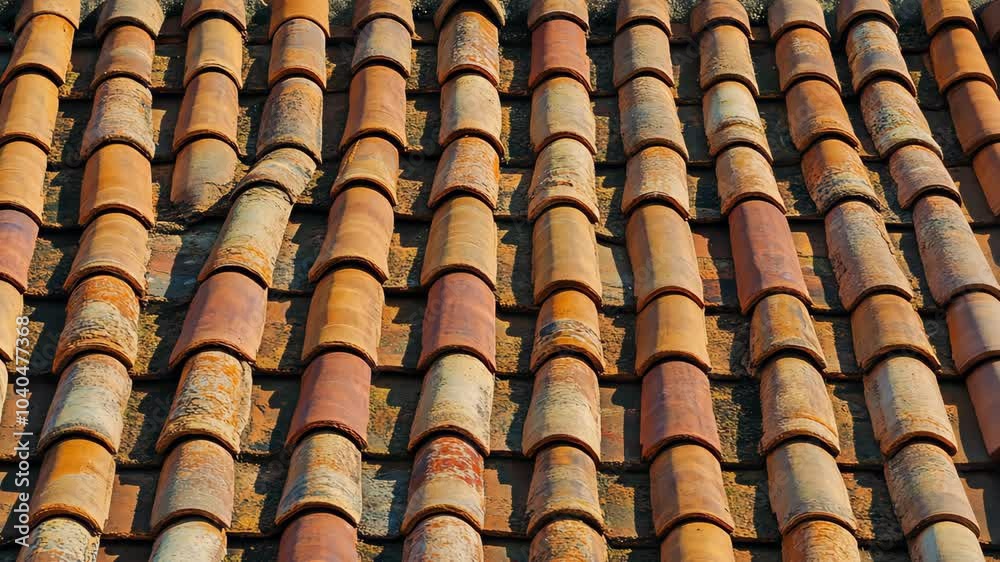 Weathered terracotta tiles form a rustic roof