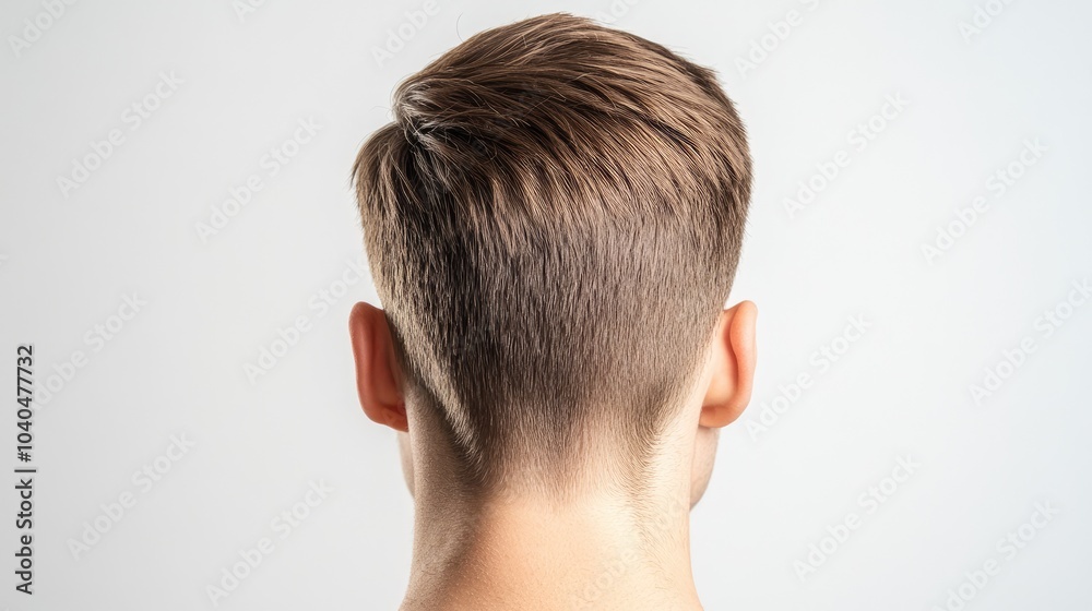 Fototapeta premium Crew cut with a subtle fade, a timeless and low-maintenance men's hairstyle, isolated on a white background