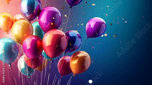Wallpaper Mural A bunch of colorful balloons float against a blue and purple background Torontodigital.ca