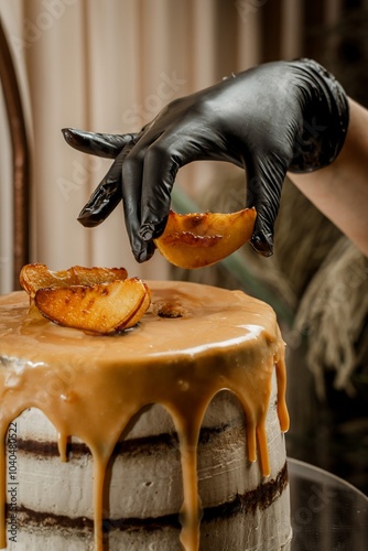 Gourmet Cake with Pears and Rich Carame photo