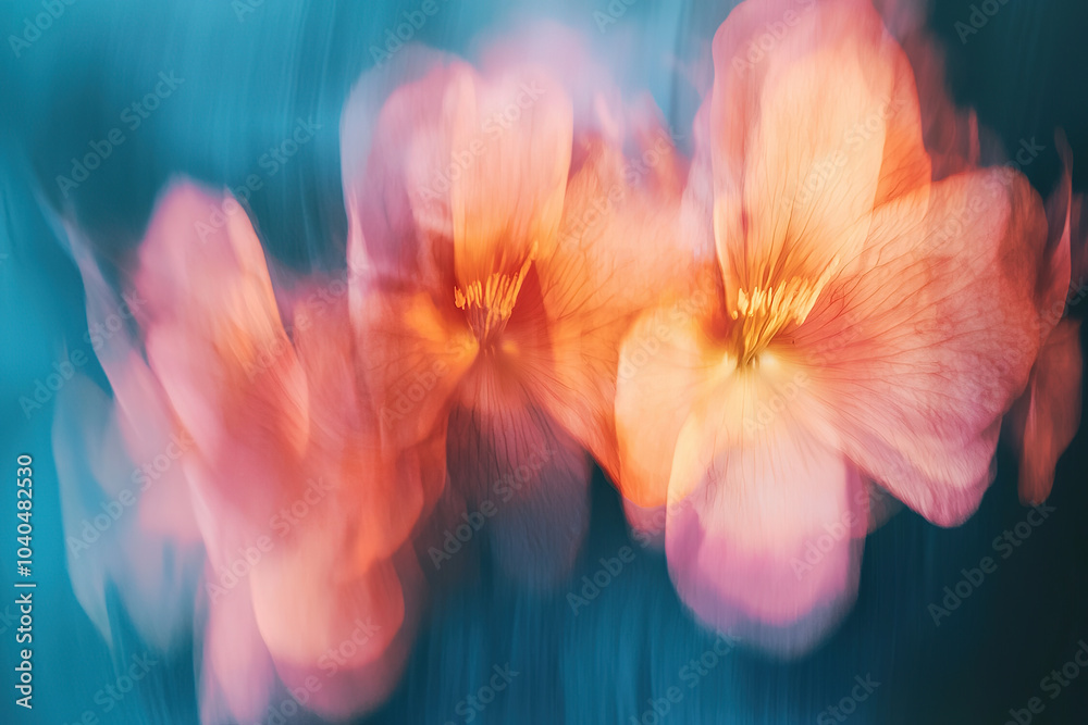 Blurred orange flower on a blue background Blurred orange flower on a blue background