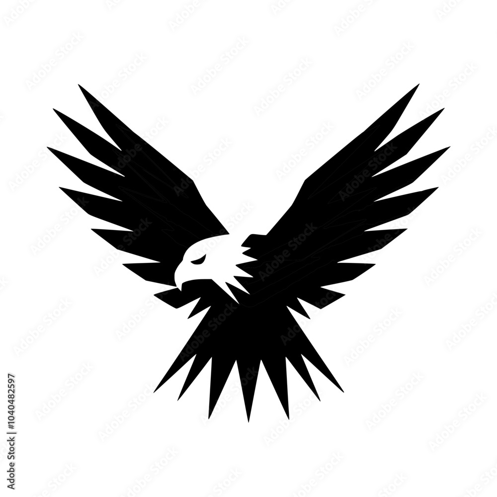 Obraz premium Eagle silhouette vector, Falcon bird looking down Bold Eagle in Flight