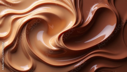 Background of waves of melted chocolate (white, milk, bitter, dark). World Chocolate Day concept