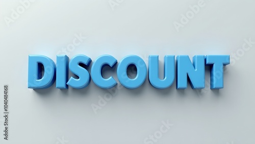 Bold 3D blue DISCOUNT text on light gray background perfect for business promotions