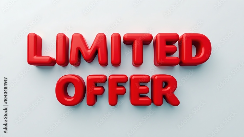 Bold LIMITED OFFER in red 3D on gray background for short term promo Bold LIMITED OFFER in red 3D on gray background for short term promo