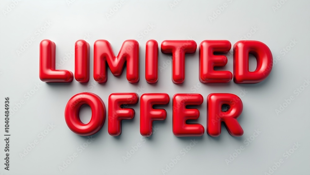 Bold LIMITED OFFER in red 3D on gray background for short term promo Bold LIMITED OFFER in red 3D on gray background for short term promo