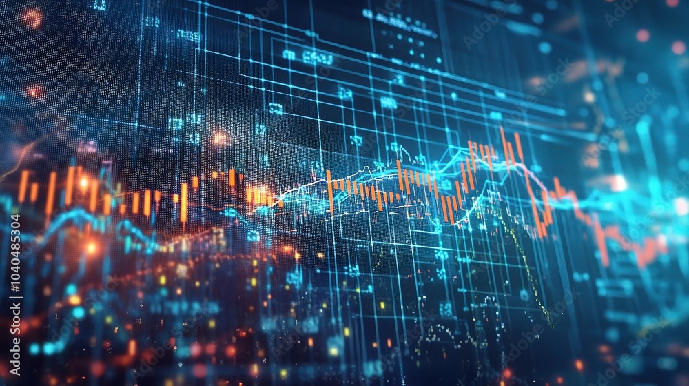 Obraz premium Financial Chart Visualization with Stock Market Data