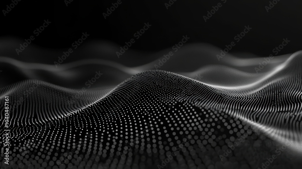 An abstract wavy line background composed of countless tiny particles, creating a mesmerizing digital landscape An abstract wavy line background composed of countless tiny particles, creating a mesmerizing digital landscape