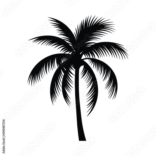 A vector palm tree in a white background black and white