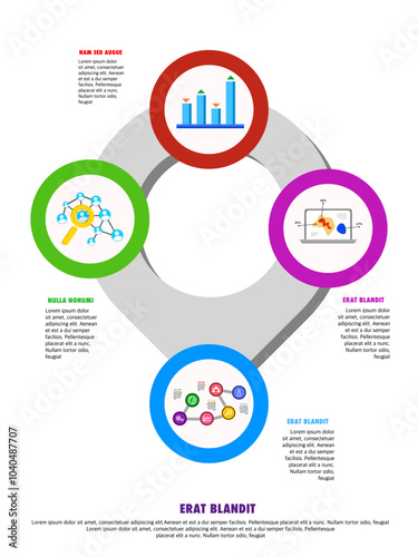 Infographic with pointer and round icons with business elements colorful - Vector