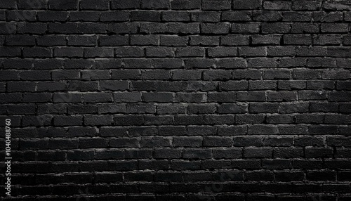 Black brick wall as background or wallpaper or texture 