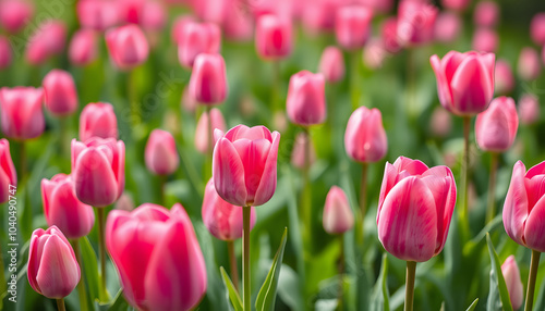 Pink png tulip field transparent background isolated with white highlights, png