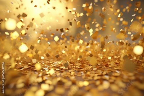 Golden Confetti Falling Symbolizing Luxury and Celebration