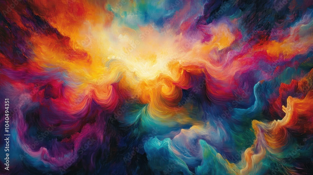 Abstract painting with swirling, vibrant colors and textures Abstract painting with swirling, vibrant colors and textures