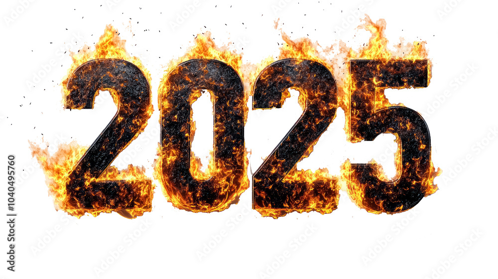 2025 numbers engulfed in bright flames 2025 numbers engulfed in bright flames