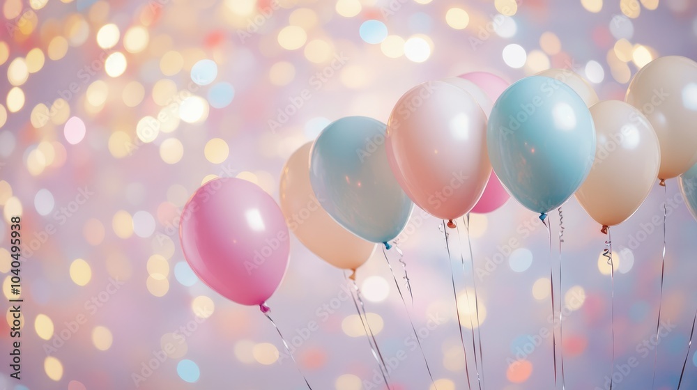 A joyful celebration colorful balloons floating against a bokeh background for festive occasions