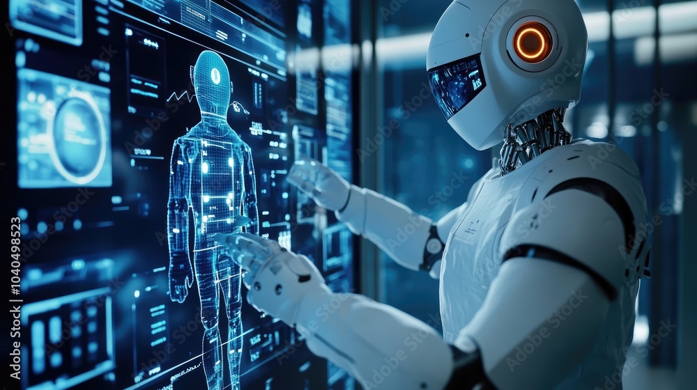 Exploring the intersection of robotics and human interaction a futuristic visualization of technology and ai interfaces