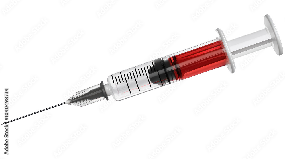 Detailed Medical Syringe with Red Liquid Detailed Medical Syringe with Red Liquid