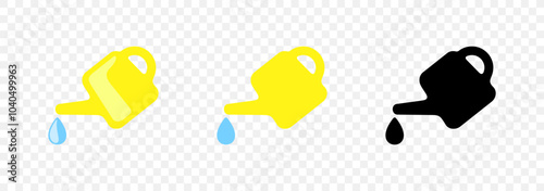 Watering can pours water on ground, graphic design. Agriculture, garden, tools and irrigation, vector design and illustration