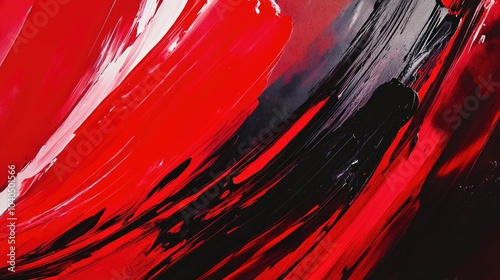 Dynamic brushstrokes of passion exploring the energy of red and black in abstract art