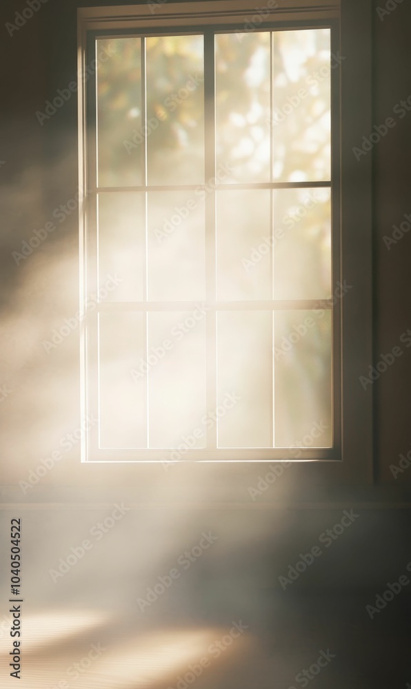 A window with sunshine streaming through. A window with sunshine streaming through.