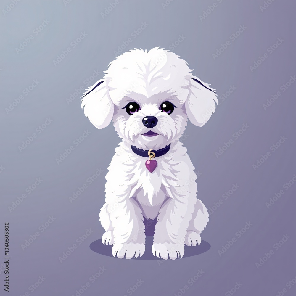 Cute fluffy white dog sitting calmly on a plain background showing its playful personality and adorably bright eyes Cute fluffy white dog sitting calmly on a plain background showing its playful personality and adorably bright eyes