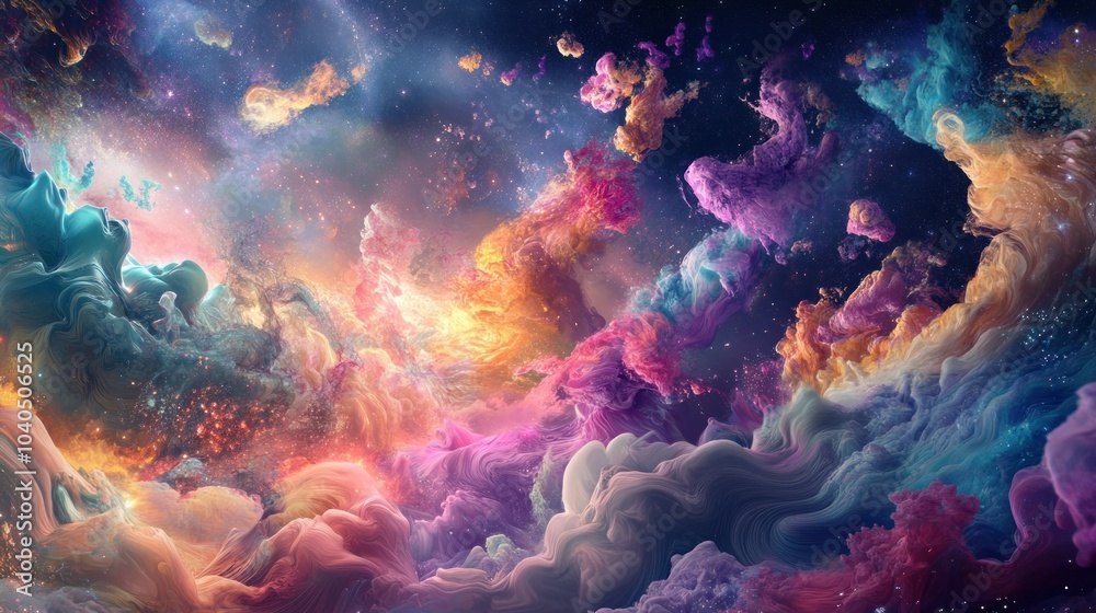 Abstract Nebula with Vivid Colors and Swirling Clouds Abstract Nebula with Vivid Colors and Swirling Clouds