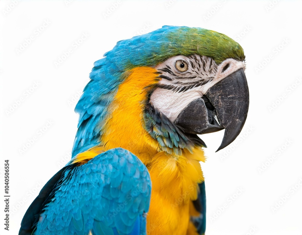 Naklejka premium ルリコンゴウインコ（blue and yellow macaw on white background） 