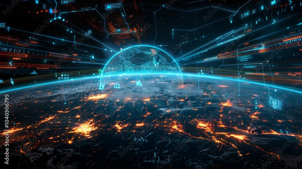 Earth with a network of digital lines showing global telecommunication and cryptocurrency Earth with a network of digital lines showing global telecommunication and cryptocurrency
