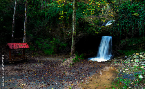 A different waterfall that makes a hole in the rock with its interesting shape, Murgul, Artvin photo