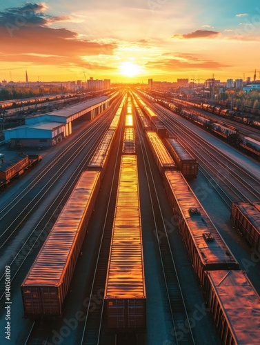 Train Yard with Train Cars