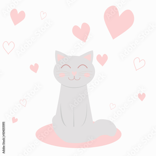 cat with hearts for valentine's day
