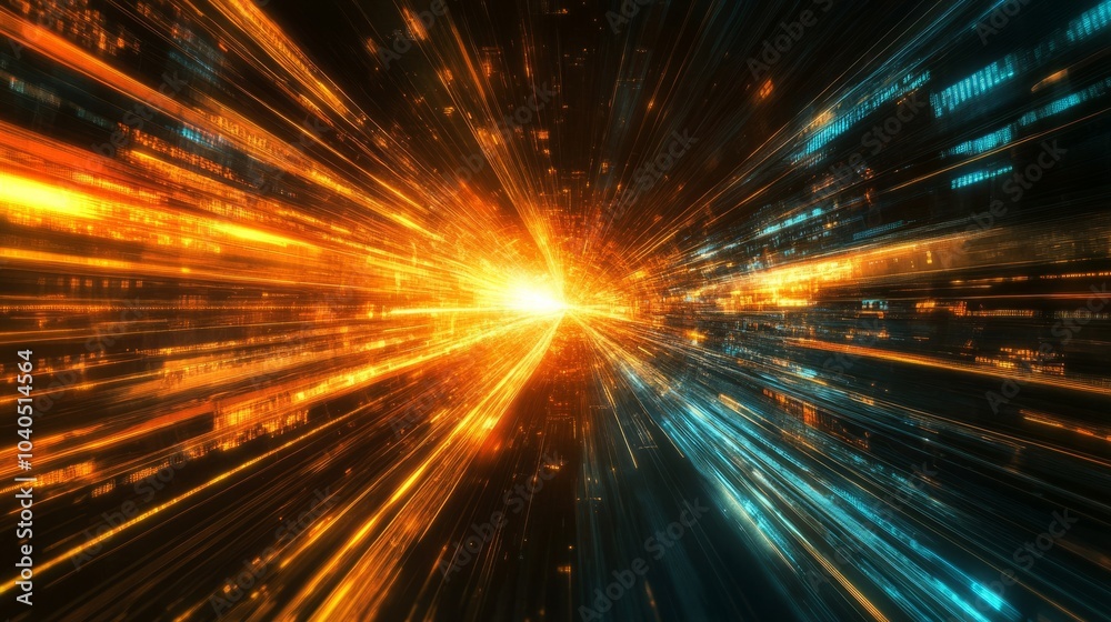 A bold visualization of hyper-speed data movement, with luminous rays and explosive effects, against a rich dark background
A bold visualization of hyper-speed data movement, with luminous rays and explosive effects, against a rich dark background