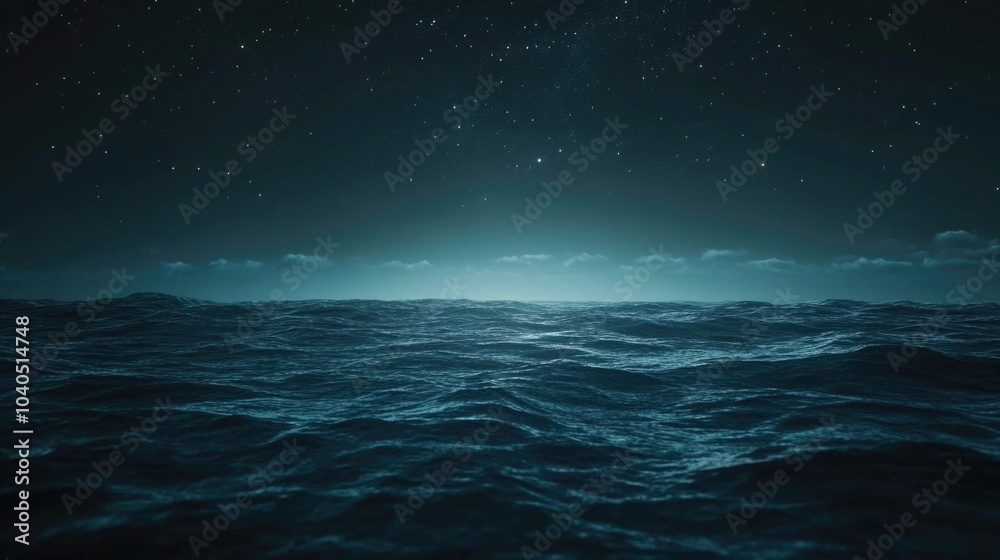 Fototapeta premium Dark blue ocean with stars