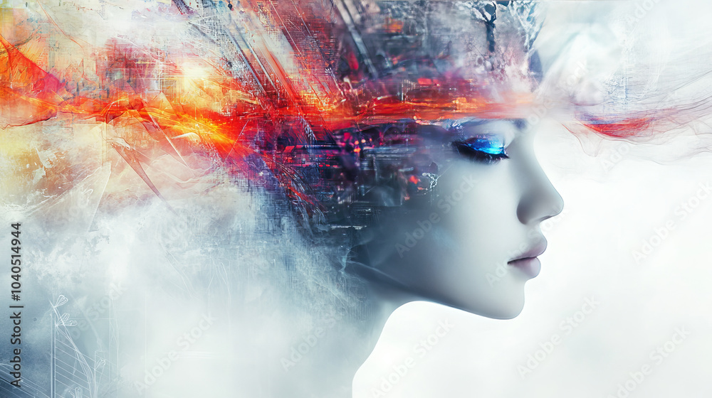 Fototapeta premium Digital Dreams series featuring a background composition of technology elements and virtual visualization components, focused on themes of science, education, computers, and modern technology.