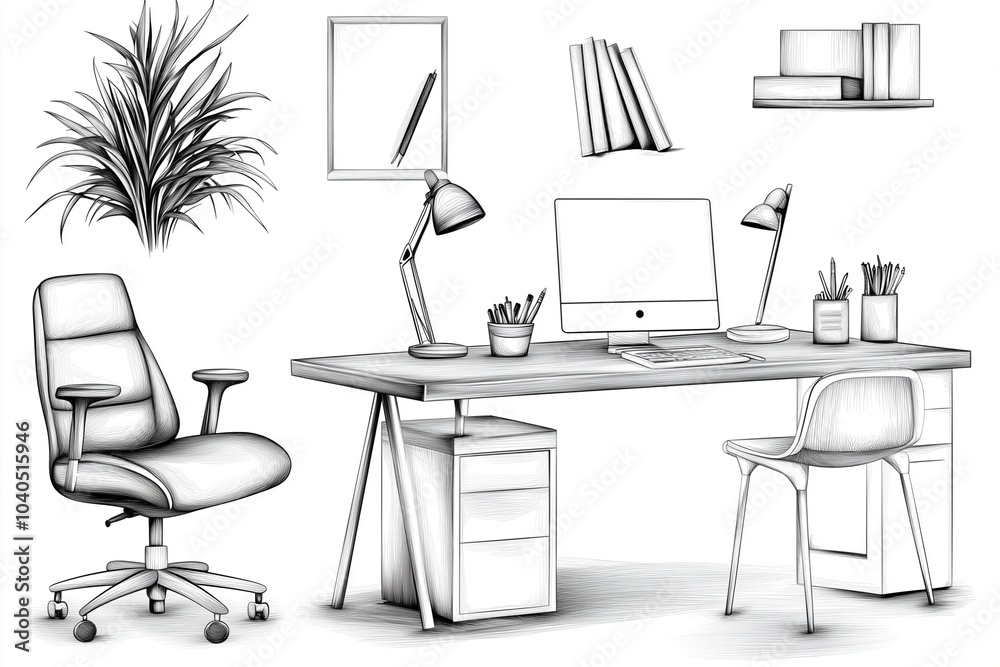 Minimalist Office Workspace Illustration Minimalist Office Workspace Illustration