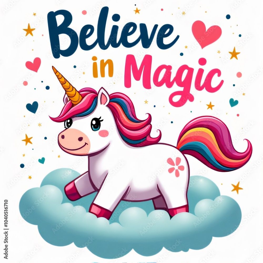 Kawaii Unicorn Believe in Magic Design Kawaii Unicorn Believe in Magic Design