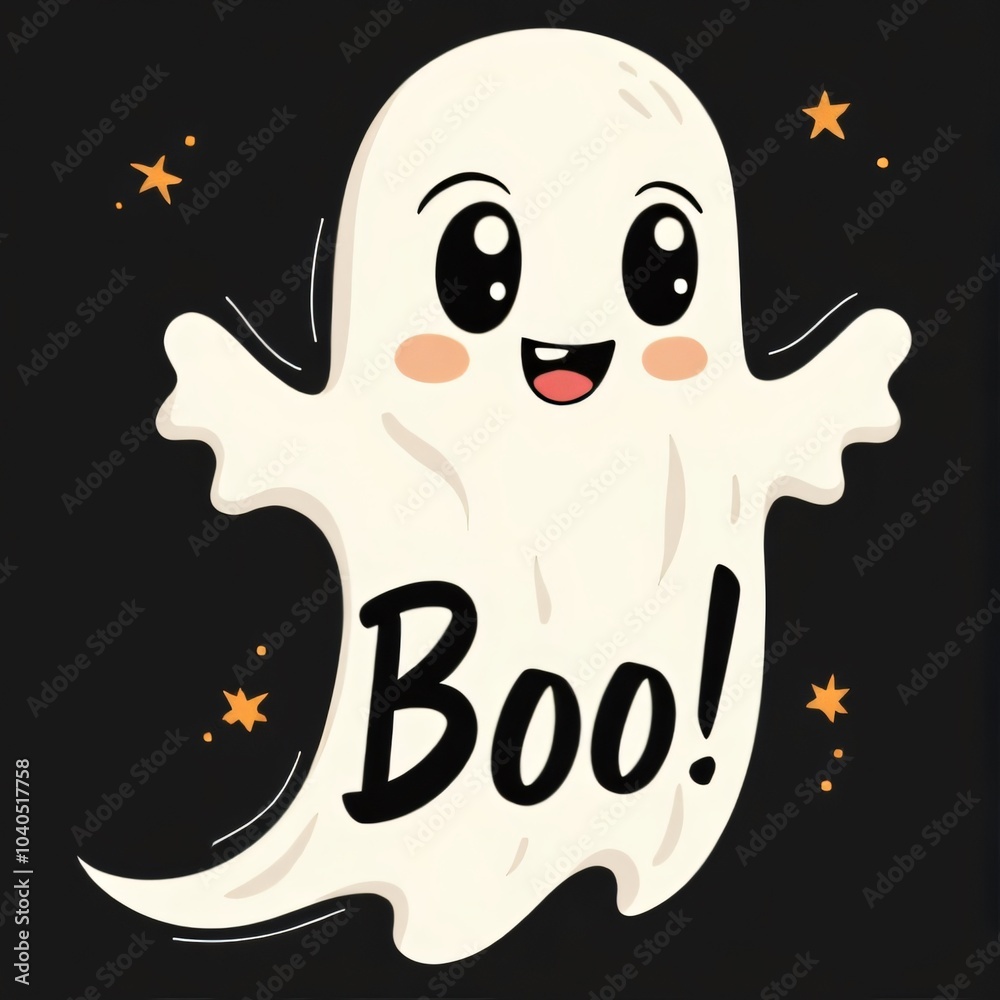 Fototapeta premium Cute Halloween Ghost Boo Illustration