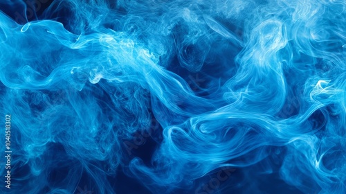 A captivating blue smoke design with fluid motion, isolated on a black background