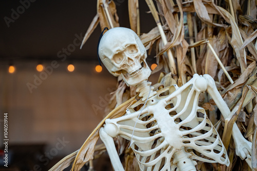 Foto A human skeleton decor for Halloween.