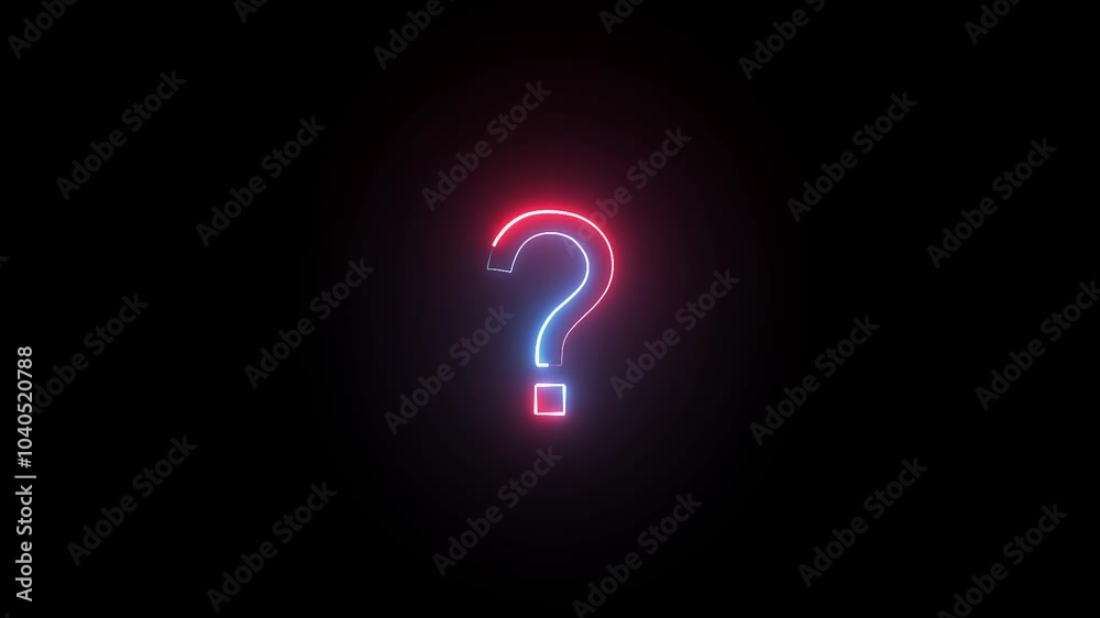 Question mark icon on black background. neon line asking icon on background. Question mark icon on black background. neon line asking icon on background.