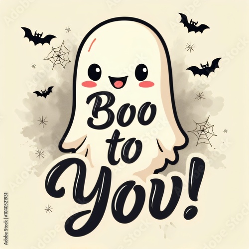 Cute Halloween Ghost Saying Boo To You photo